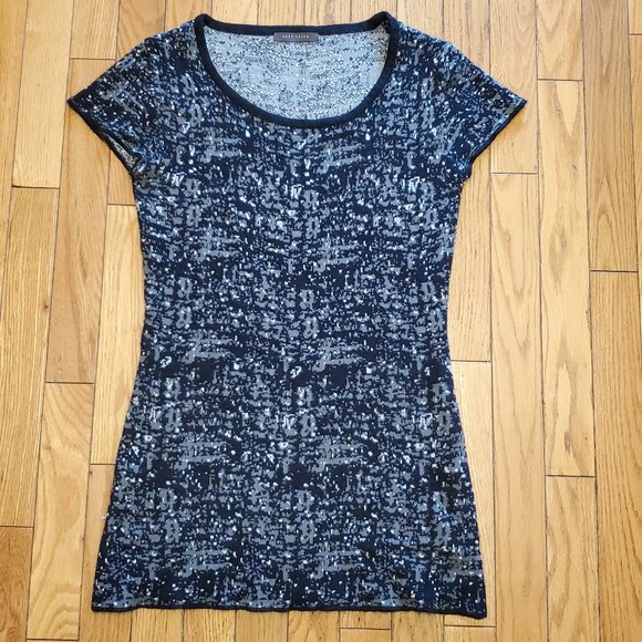 SUZY SHIER Thin Knit Shirt: grey black white - Picture 1 of 9